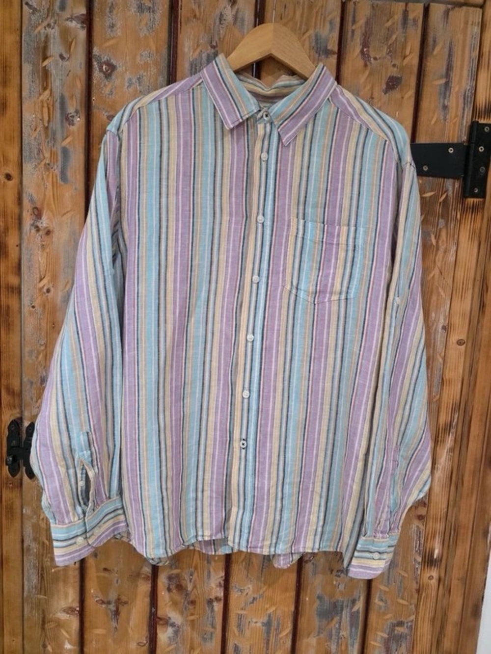 Men's Casual Pastel Multistripe Button-Down Shirt